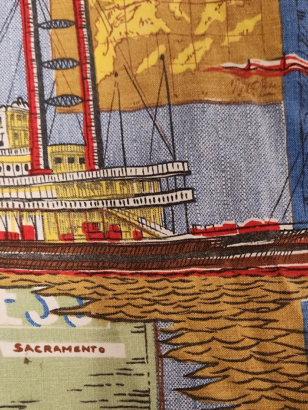 Vintage 60's Schwartz Liebman Patriotic American Themes Table Cloth 56